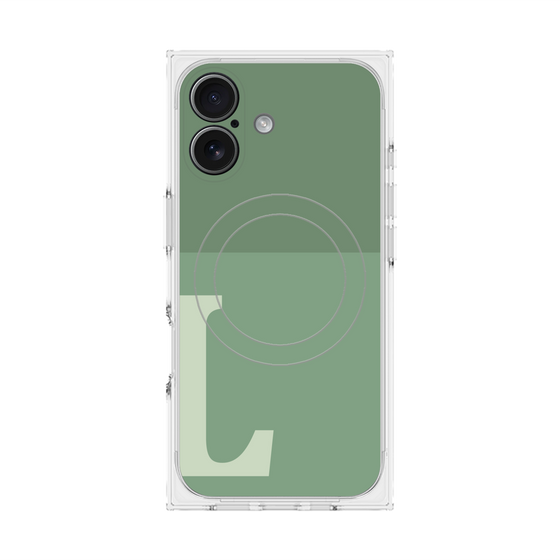 プレミアムスクエアケース with MagSafe［ オリジナル - initial two tone - L green ］