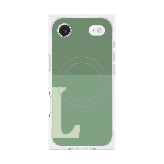 プレミアムスクエアケース with MagSafe［ オリジナル - initial two tone - L green ］