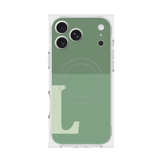 プレミアムスクエアケース with MagSafe［ オリジナル - initial two tone - L green ］