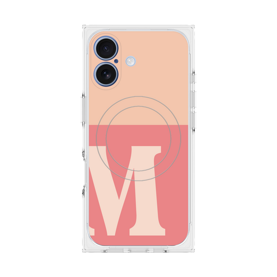 プレミアムスクエアケース with MagSafe［ オリジナル - initial two tone - M pink ］