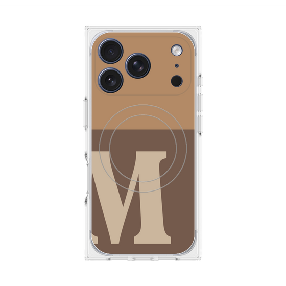 プレミアムスクエアケース with MagSafe［ オリジナル - initial two tone - M brown ］