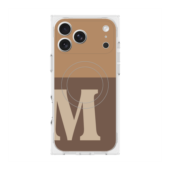 プレミアムスクエアケース with MagSafe［ オリジナル - initial two tone - M brown ］