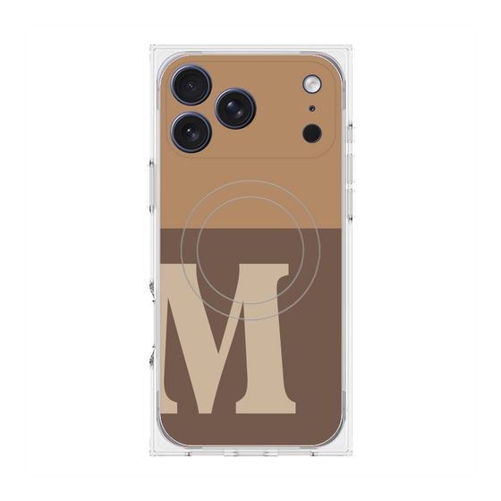 プレミアムスクエアケース with MagSafe［ オリジナル - initial two tone - M brown ］