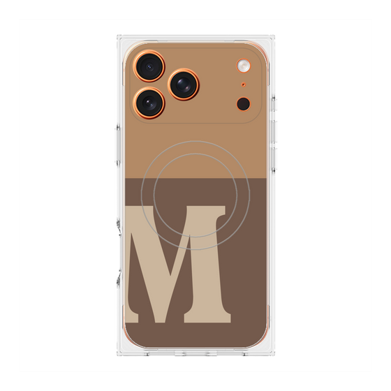 プレミアムスクエアケース with MagSafe［ オリジナル - initial two tone - M brown ］