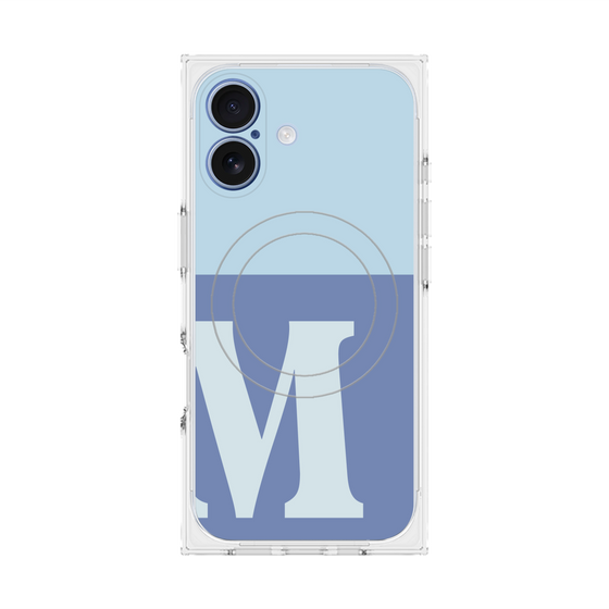 プレミアムスクエアケース with MagSafe［ オリジナル - initial two tone - M blue ］