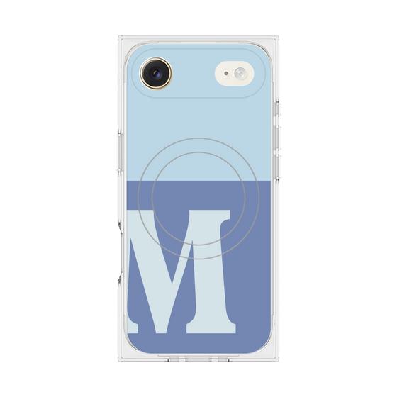 プレミアムスクエアケース with MagSafe［ オリジナル - initial two tone - M blue ］