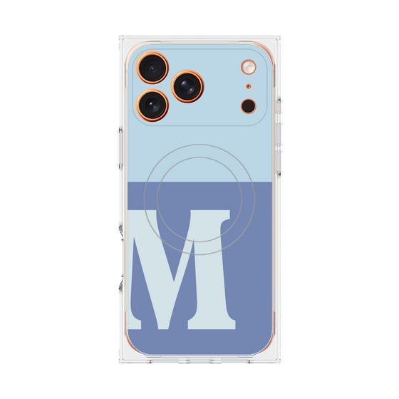 プレミアムスクエアケース with MagSafe［ オリジナル - initial two tone - M blue ］