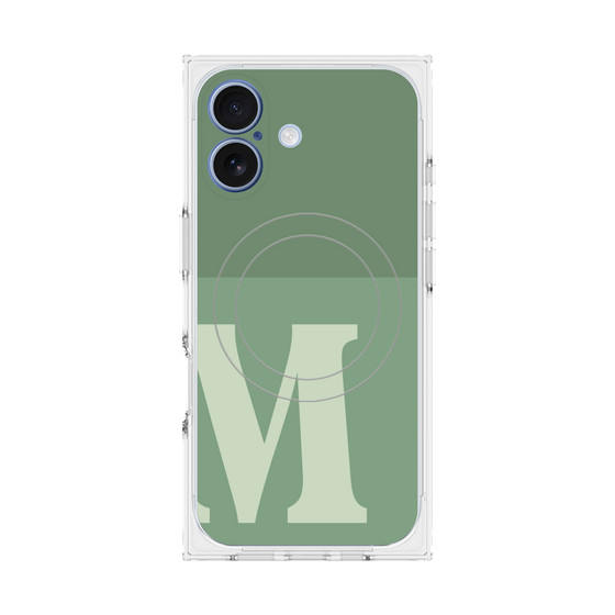 プレミアムスクエアケース with MagSafe［ オリジナル - initial two tone - M green ］