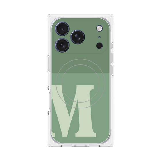 プレミアムスクエアケース with MagSafe［ オリジナル - initial two tone - M green ］