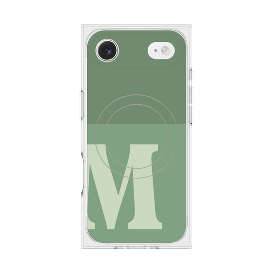 プレミアムスクエアケース with MagSafe［ オリジナル - initial two tone - M green ］