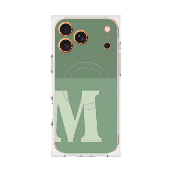 プレミアムスクエアケース with MagSafe［ オリジナル - initial two tone - M green ］