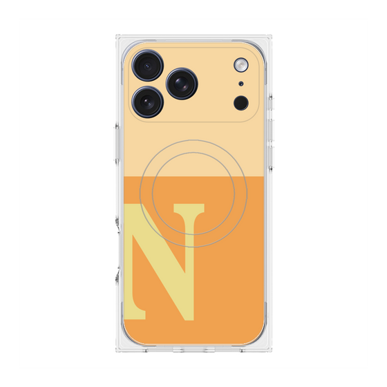 プレミアムスクエアケース with MagSafe［ オリジナル - initial two tone - N orange ］
