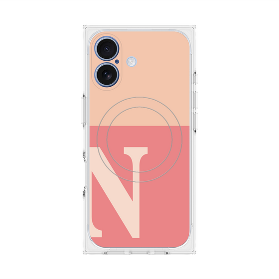 プレミアムスクエアケース with MagSafe［ オリジナル - initial two tone - N pink ］