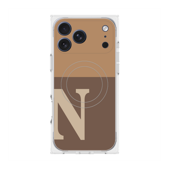 プレミアムスクエアケース with MagSafe［ オリジナル - initial two tone - N brown ］