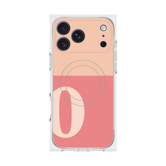 プレミアムスクエアケース with MagSafe［ オリジナル - initial two tone - O pink ］