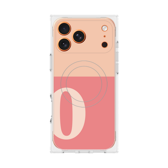 プレミアムスクエアケース with MagSafe［ オリジナル - initial two tone - O pink ］