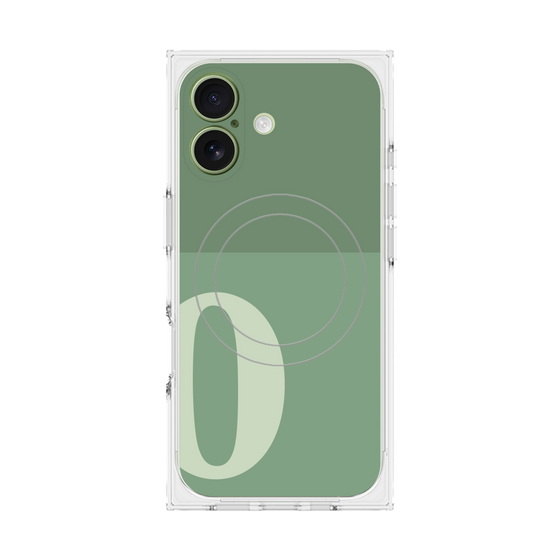 プレミアムスクエアケース with MagSafe［ オリジナル - initial two tone - O green ］