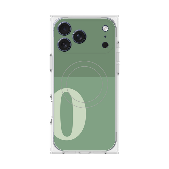 プレミアムスクエアケース with MagSafe［ オリジナル - initial two tone - O green ］