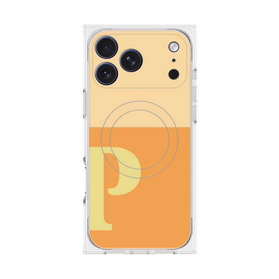 プレミアムスクエアケース with MagSafe［ オリジナル - initial two tone - P orange ］