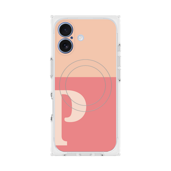 プレミアムスクエアケース with MagSafe［ オリジナル - initial two tone - P pink ］