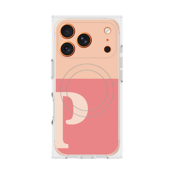 プレミアムスクエアケース with MagSafe［ オリジナル - initial two tone - P pink ］