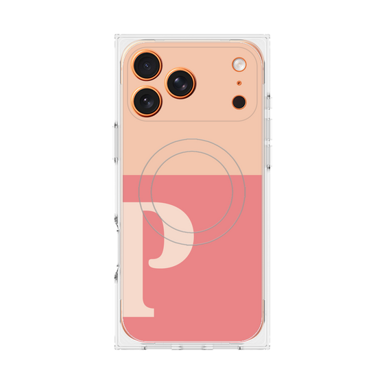 プレミアムスクエアケース with MagSafe［ オリジナル - initial two tone - P pink ］