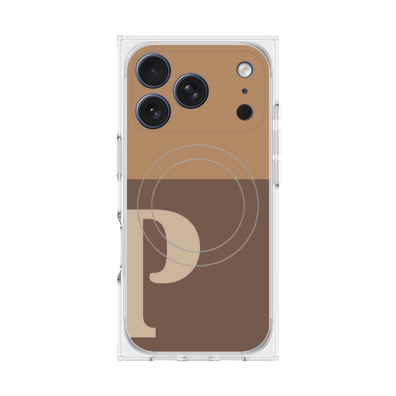 プレミアムスクエアケース with MagSafe［ オリジナル - initial two tone - P brown ］