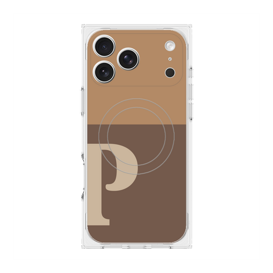 プレミアムスクエアケース with MagSafe［ オリジナル - initial two tone - P brown ］