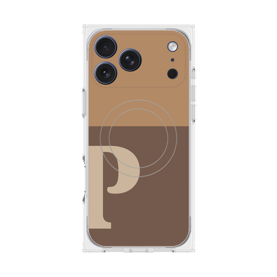 プレミアムスクエアケース with MagSafe［ オリジナル - initial two tone - P brown ］