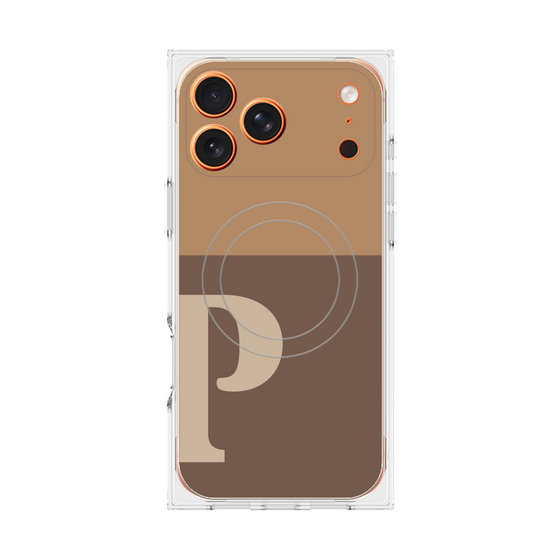 プレミアムスクエアケース with MagSafe［ オリジナル - initial two tone - P brown ］