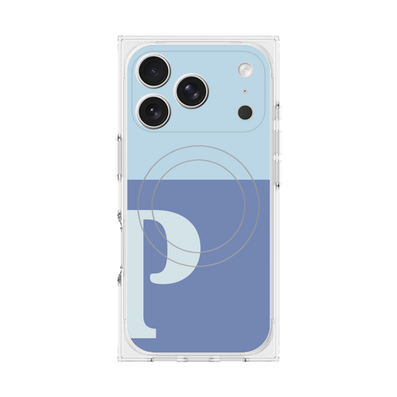 プレミアムスクエアケース with MagSafe［ オリジナル - initial two tone - P blue ］