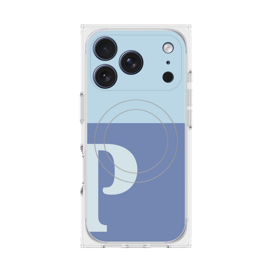 プレミアムスクエアケース with MagSafe［ オリジナル - initial two tone - P blue ］