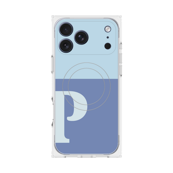 プレミアムスクエアケース with MagSafe［ オリジナル - initial two tone - P blue ］