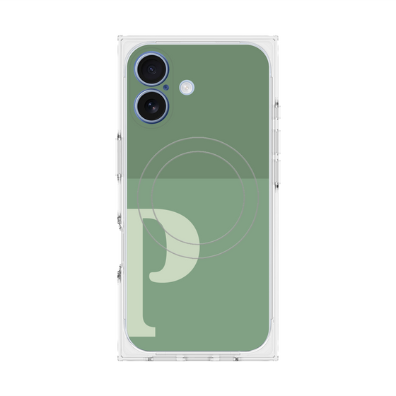 プレミアムスクエアケース with MagSafe［ オリジナル - initial two tone - P green ］