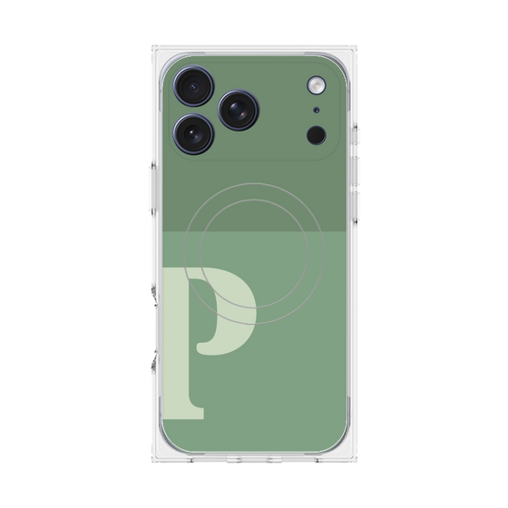 プレミアムスクエアケース with MagSafe［ オリジナル - initial two tone - P green ］