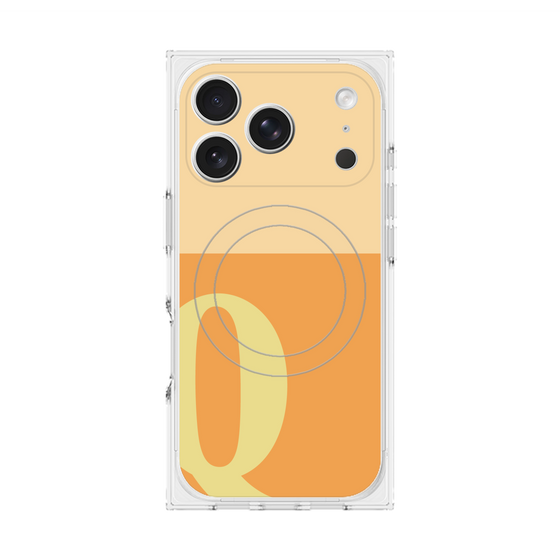 プレミアムスクエアケース with MagSafe［ オリジナル - initial two tone - Q orange ］