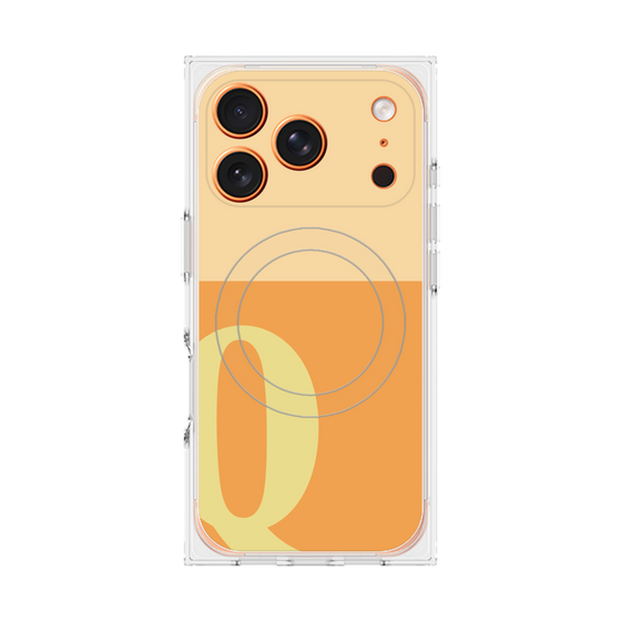 プレミアムスクエアケース with MagSafe［ オリジナル - initial two tone - Q orange ］