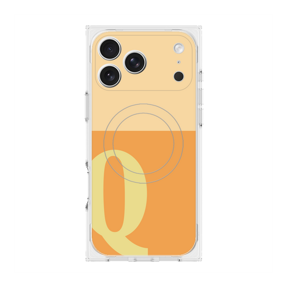 プレミアムスクエアケース with MagSafe［ オリジナル - initial two tone - Q orange ］