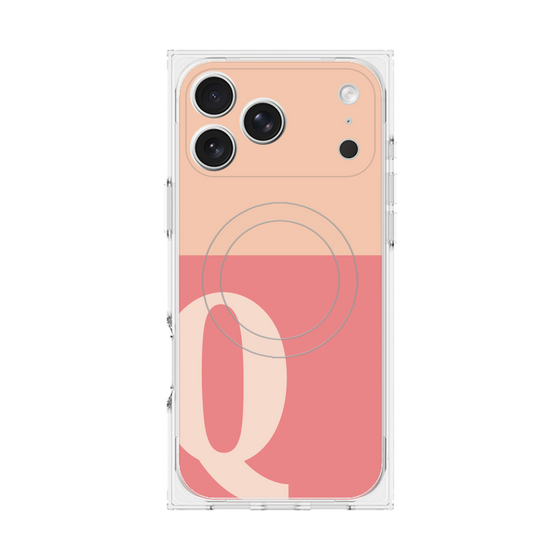 プレミアムスクエアケース with MagSafe［ オリジナル - initial two tone - Q pink ］
