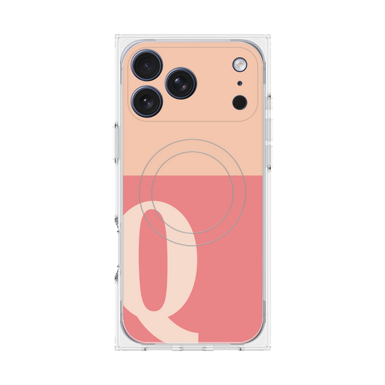 プレミアムスクエアケース with MagSafe［ オリジナル - initial two tone - Q pink ］