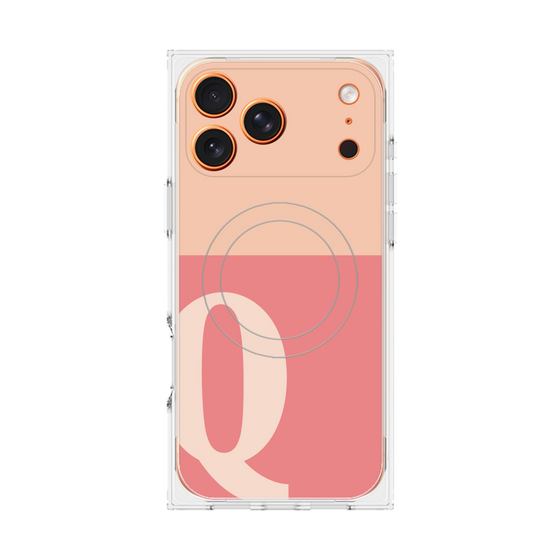 プレミアムスクエアケース with MagSafe［ オリジナル - initial two tone - Q pink ］