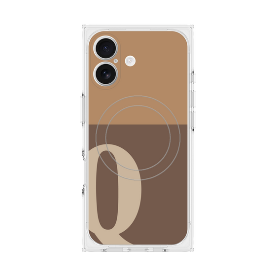 プレミアムスクエアケース with MagSafe［ オリジナル - initial two tone - Q brown ］