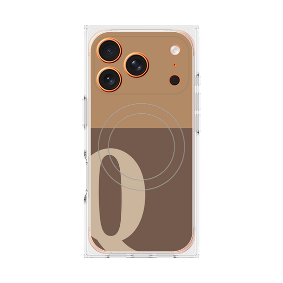 プレミアムスクエアケース with MagSafe［ オリジナル - initial two tone - Q brown ］