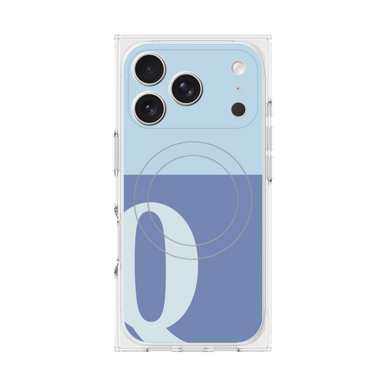 プレミアムスクエアケース with MagSafe［ オリジナル - initial two tone - Q blue ］