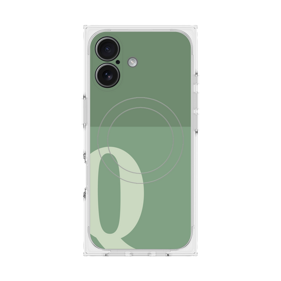 プレミアムスクエアケース with MagSafe［ オリジナル - initial two tone - Q green ］