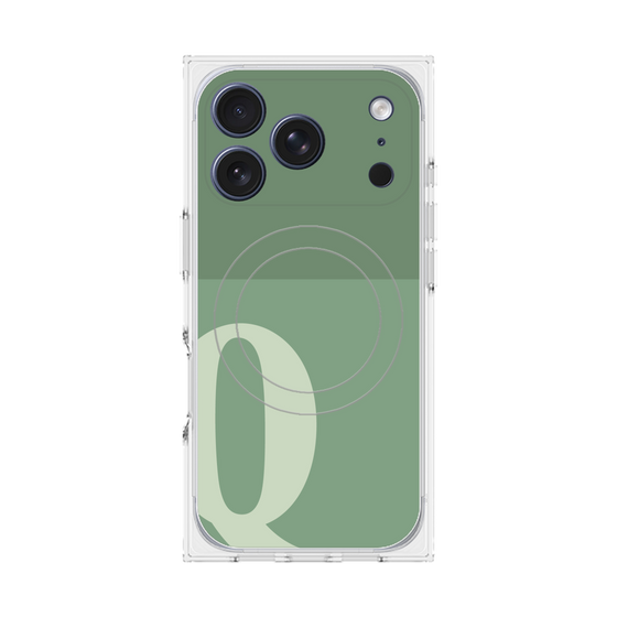 プレミアムスクエアケース with MagSafe［ オリジナル - initial two tone - Q green ］