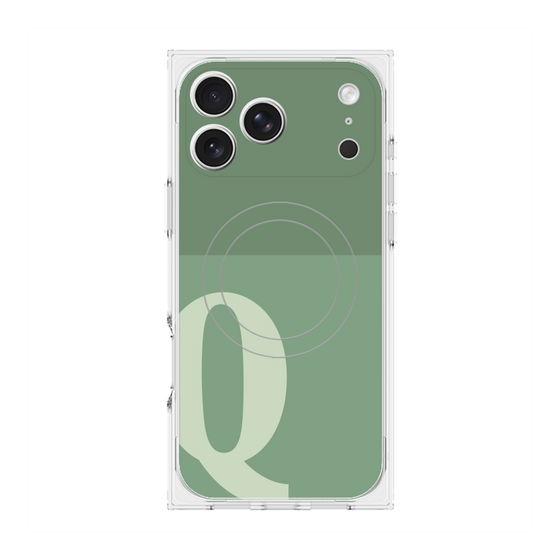 プレミアムスクエアケース with MagSafe［ オリジナル - initial two tone - Q green ］