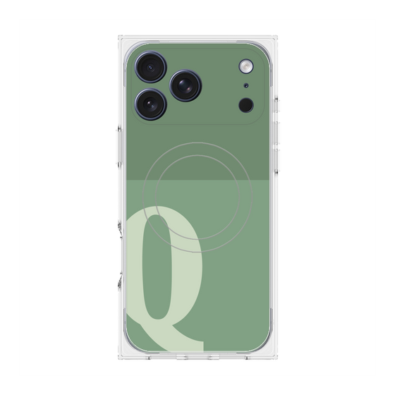 プレミアムスクエアケース with MagSafe［ オリジナル - initial two tone - Q green ］