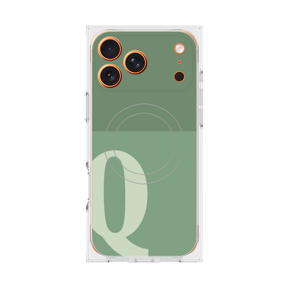 プレミアムスクエアケース with MagSafe［ オリジナル - initial two tone - Q green ］