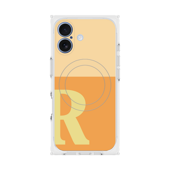 プレミアムスクエアケース with MagSafe［ オリジナル - initial two tone - R orange ］